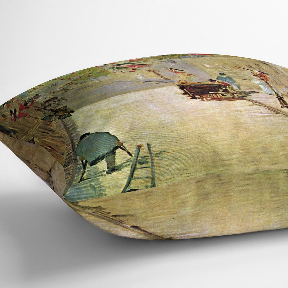 Rue Mosnier with Flags by Manet cushion featuring vibrant abstract design on luxurious vegan faux suede.